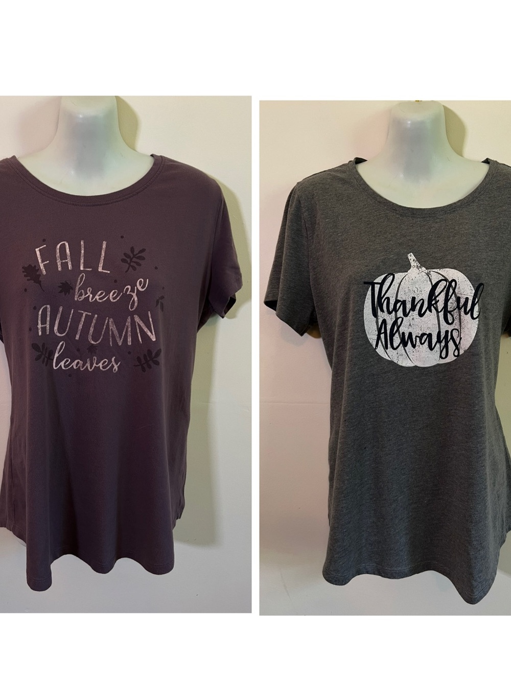 Women’s Fall Graphic Tee Bundle Medium Autumn Thankful Pumpkin Shirts Lot